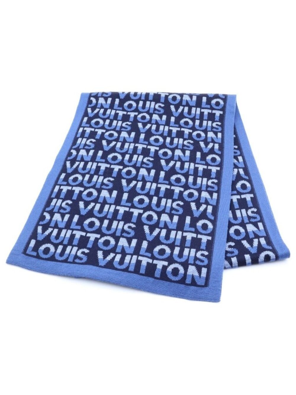Louis Vuitton Echarpe LV Split Shawl Scarf Blue Navy Wool